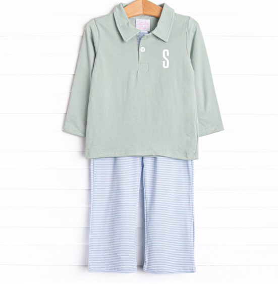 Levi Pant Set, Light Blue Stripe