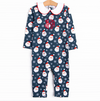 Seasonal Snowfall Collared Romper, Navy