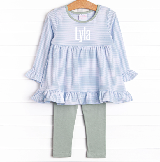 Lyla Legging Set, Light Blue Stripe