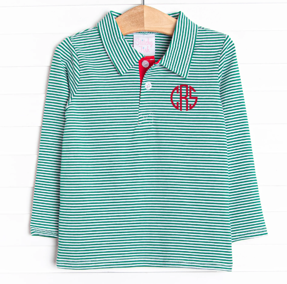 Doorbuster: Spearmint Stripes Polo, Green