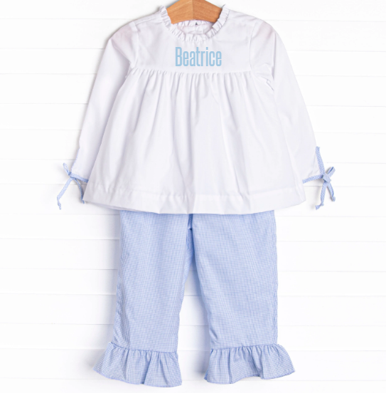 Beatrice Ruffle Pant Set, Blue