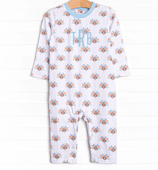 Turkey Trot Romper, Blue