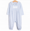 Daddy's Caddy Embroidered Romper, Blue