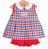 Plaid Patriot Ruffle Short Set, Red