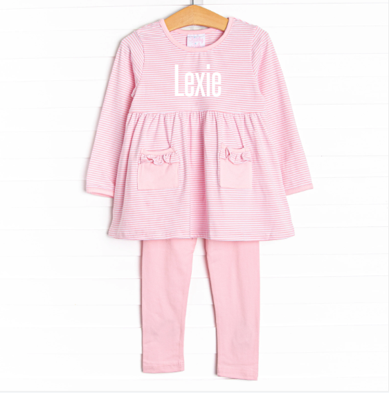 Lexie Legging Set, Pink Stripe