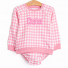 Charlee Check Sweatshirt Diaper Set, Pink