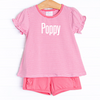 Poppy Ruffle Short Set, Pink Stripe