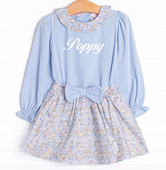 Poppy Fields Skirt Set, Blue