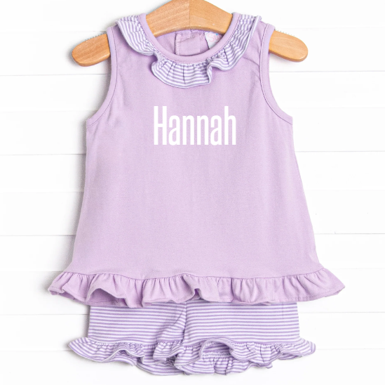 Hannah Short Set, Lavender Stripe