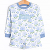 Hydrangea Blooms Sweatshirt Short Set, Blue