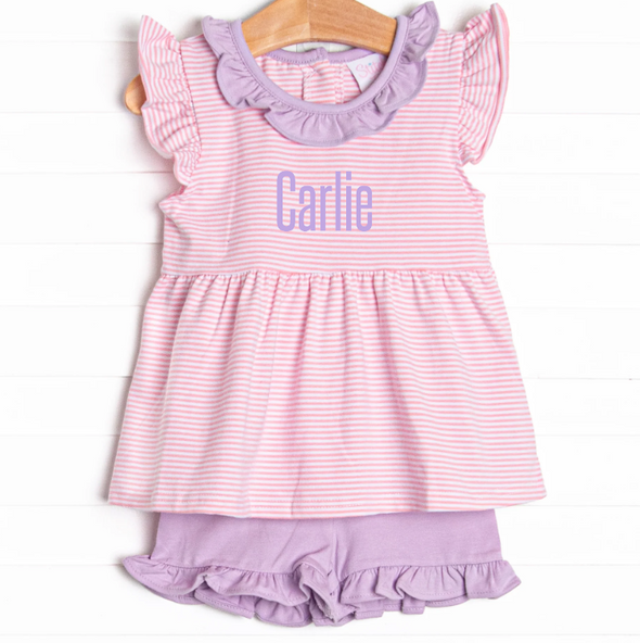 Carlie Short Set, Pink Stripe