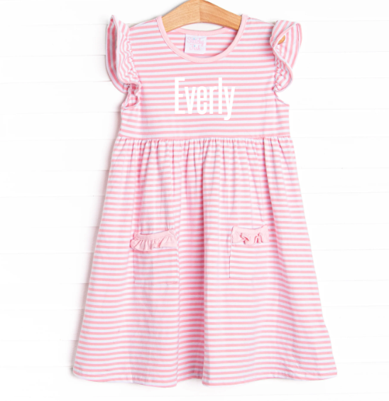 Everly Dress, Light Pink Stripe