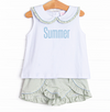 Summer Sage Ruffle Short Set, Green