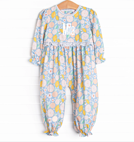 Mia Ruffle Romper, Marigold