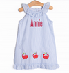 Apple Trio Applique Dress, Blue