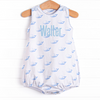 Watercolor Whales Boy Bubble, Blue