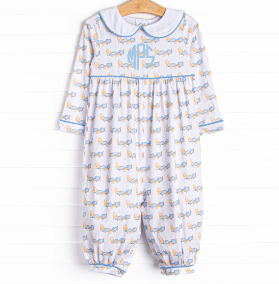 Fresh Air Flyer Long Romper, Blue