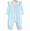 Gracie Romper, Aqua Stripe