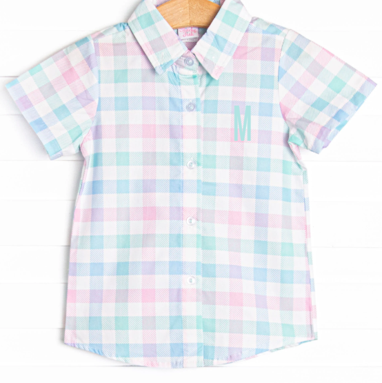 Cotton Candy Colors Button-Down Shirt, Green