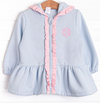 Gingham Gal Zip-Up Ruffle Jacket, Blue and Pink