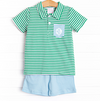 Levi Short Set, Blue and Green Stripe