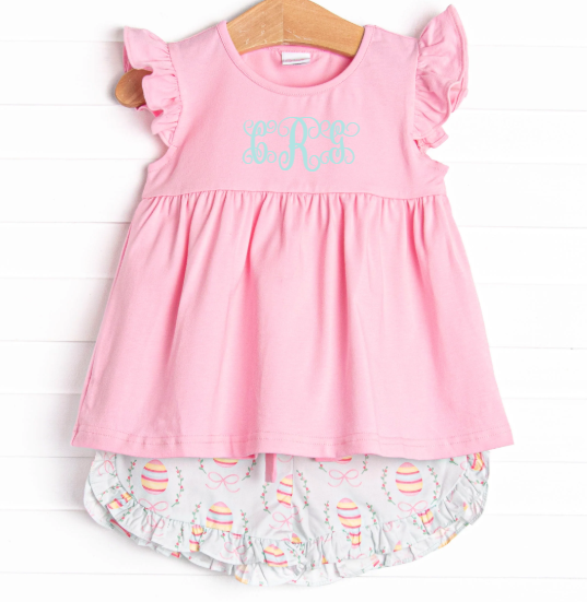 Egg-Stra Special Sunday Ruffle Short Set, Pink