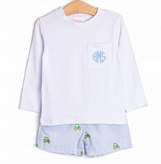 Hometown Hero Embroidered Short Set, Blue