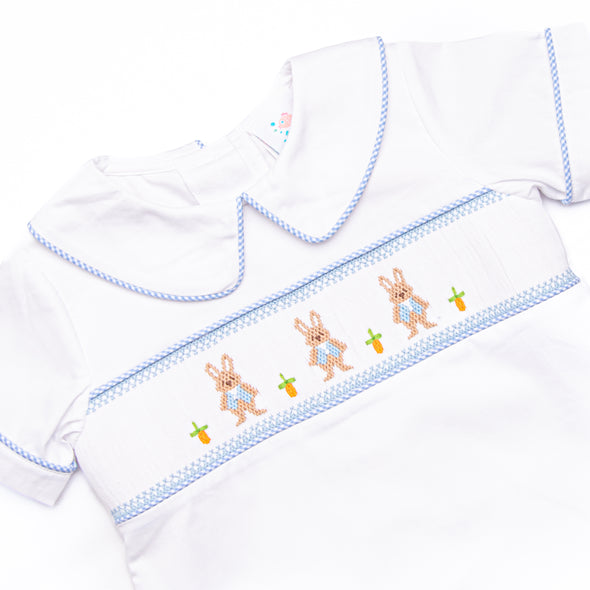 Peter Cottontail Smocked Short Set, Blue