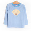 Bow Wow Applique Shirt, Blue Stripe