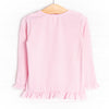 Bow Wow Applique Ruffle Shirt, Pink Stripe