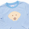 Bow Wow Applique Shirt, Blue Stripe