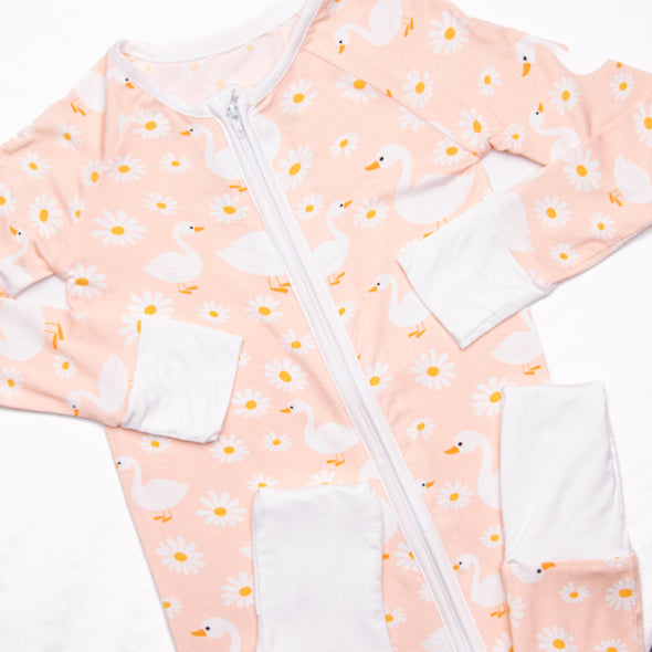 Swan Lake Snuggles Bamboo Zippy Pajama, Peach