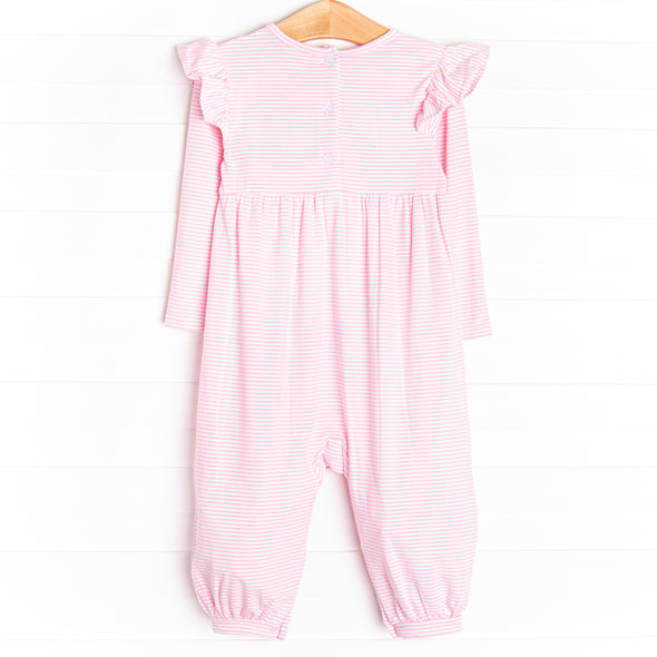 Reaching New Heights Applique Romper, Pink Stripe