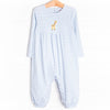 Reaching New Heights Applique Romper, Blue Stripe