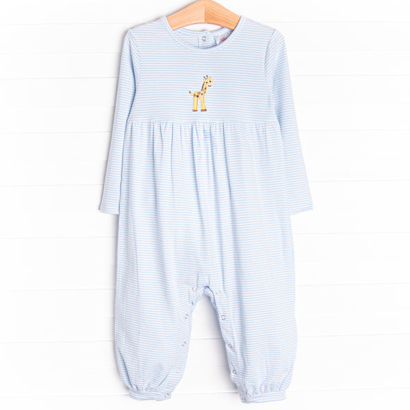 Reaching New Heights Applique Romper, Blue Stripe