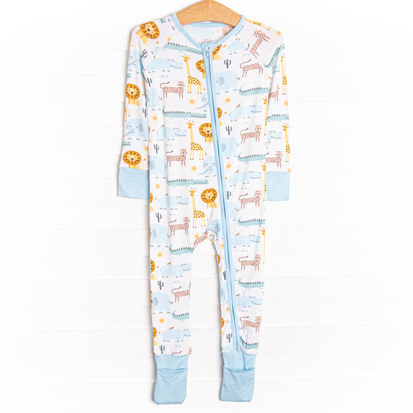 Wild Friends Bamboo Zippy Pajama, Blue