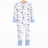 Whales and Sails Bamboo Zippy Pajama, Blue