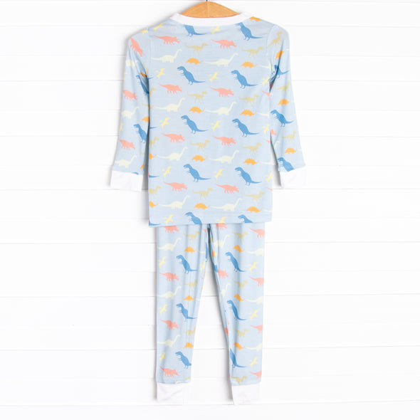 Jurassic Jungle Bamboo Pajama Set, Blue