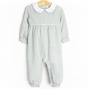 Reed Romper, Green Gingham