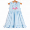 Flamingo Fandango Applique Dress, Blue