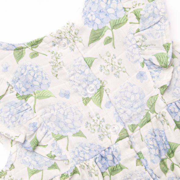 Hydrangea Blooms Muslin Dress, Blue