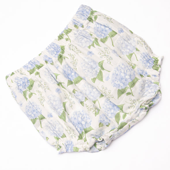 Hydrangea Blooms Muslin Diaper Set, Blue