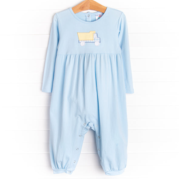 Heavy Load Haulin Applique Romper, Blue