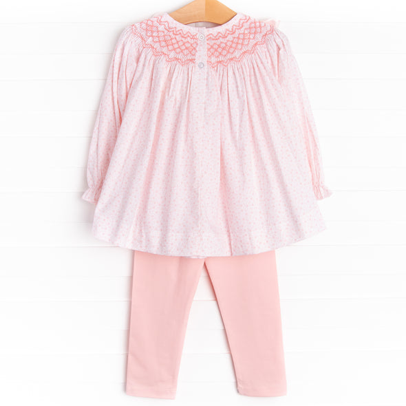 Bow Me Away Smocked Legging Set, Pink