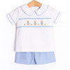 Peter Cottontail Smocked Short Set, Blue