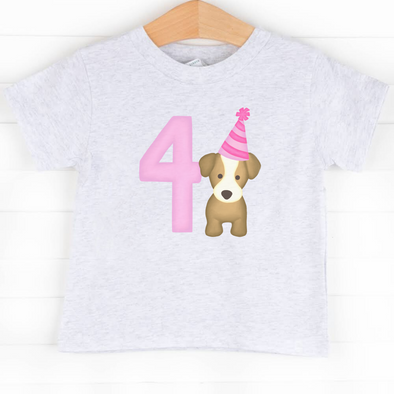 Party Pup 4th Birthday, Girls Graphic Tee