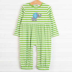 Elephant-astic Applique Romper, Green