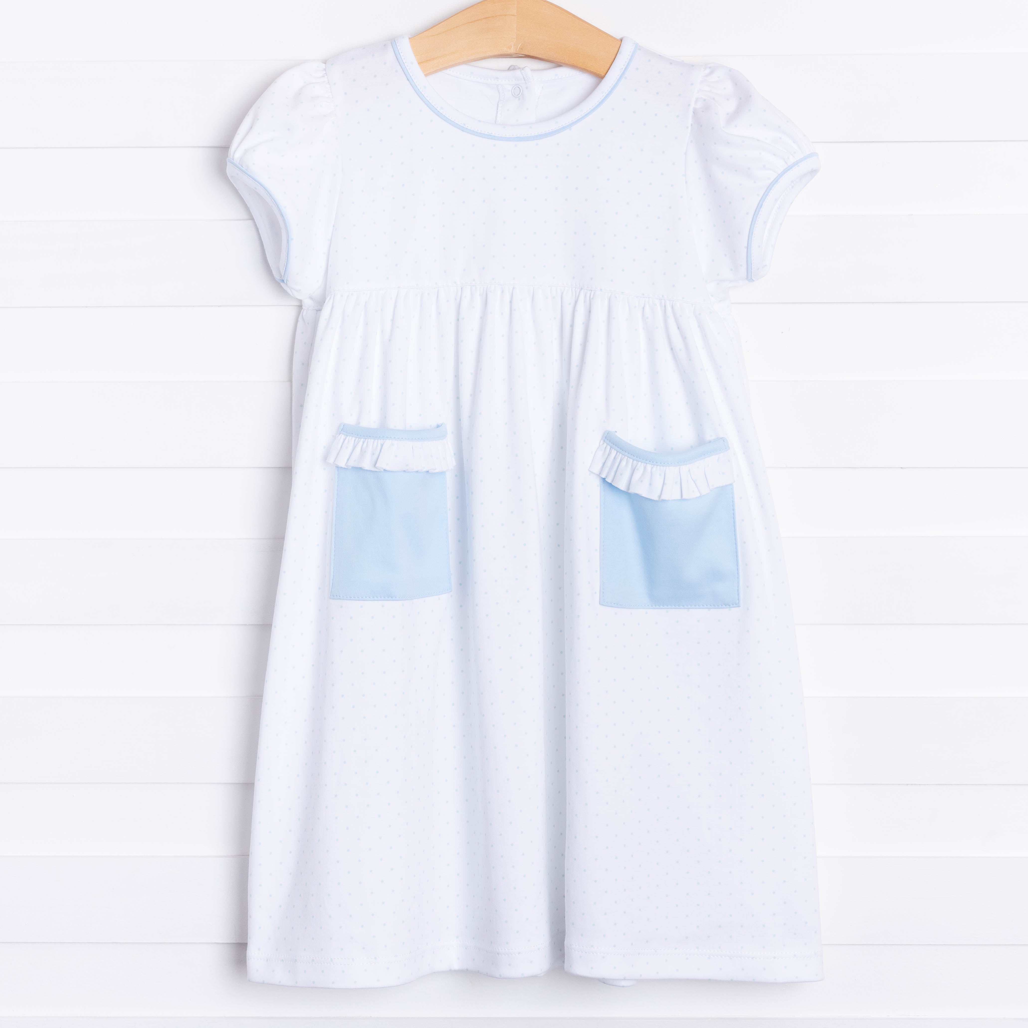Macy Pima Popover Dress with Pockets, Blue – Stitchy Fish