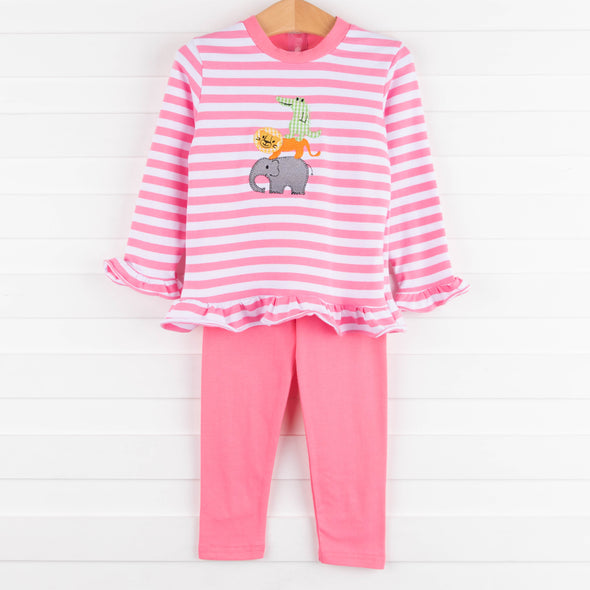 Zoo Pals Ruffle Legging Set, Pink