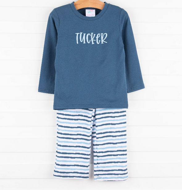 True Blue Pant Set, Blue Stripe